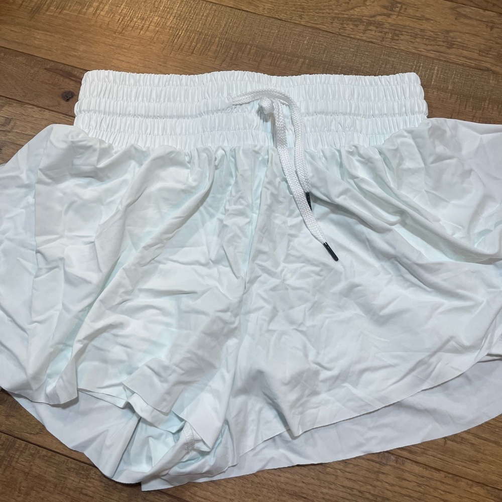 High Waisted White Flowy Shorts